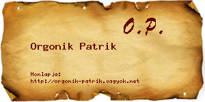 Orgonik Patrik névjegykártya